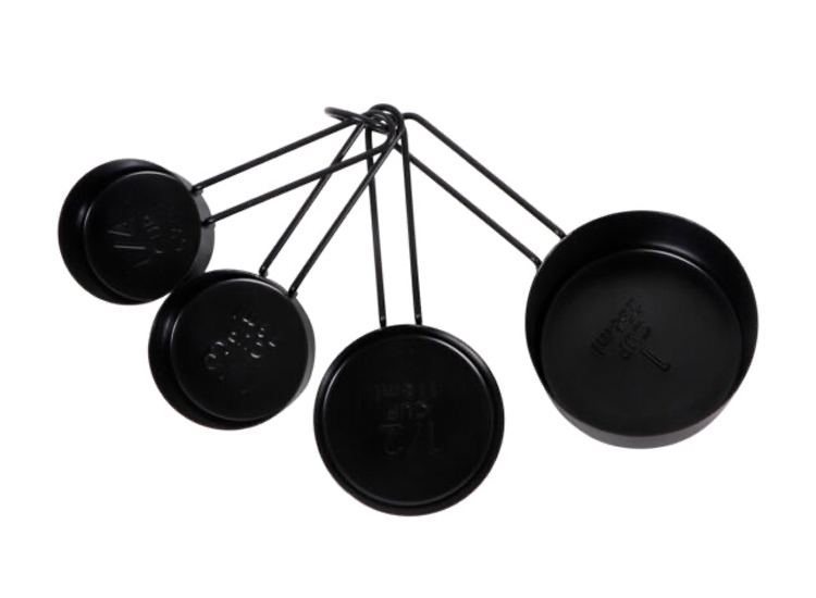 SENZA Metalen Maatcupjes - Meetscheppen - Stapelbaar - 4-Delig - Zwart