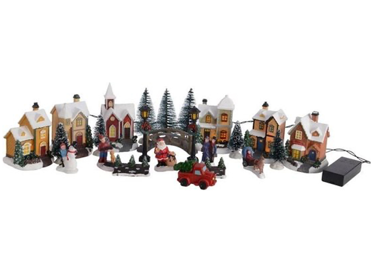 Kerstdorp met verlichting - 25-delig