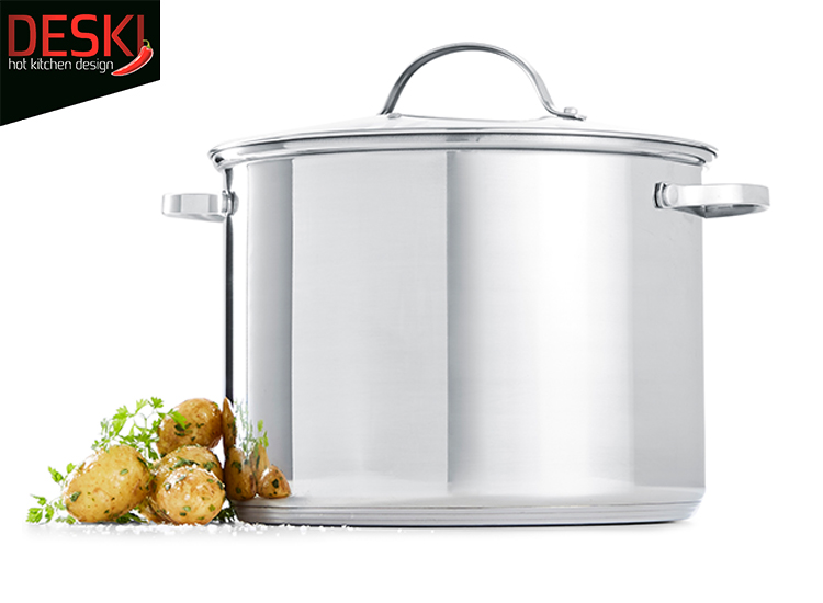 Deski soeppan 10 Liter - 26 cm diameter - Met glazen deksel RVS