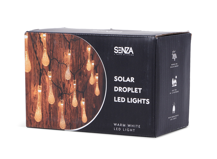 SENZA Solar LED slinger - Regendruppels - Werkt op zonne-energie - 20 Lampjes