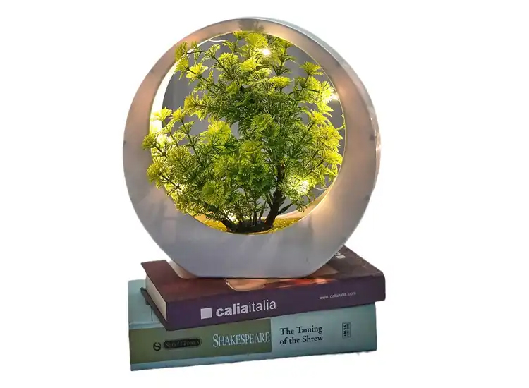 FEDEC LED Bloemlamp - Kantoorlamp - Kunstplant - Groen/Wit