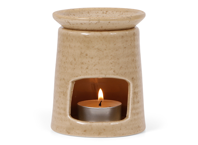 SENZA Keramieken Olie Brander - Zandkleur - 8x8x10 CM