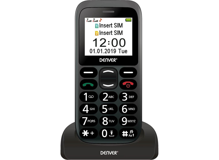 DealDonkey Denver BAS-18300M - GSM - Senioren mobiele telefoon - 2G - SOS knop - Oplaadstation aanbieding