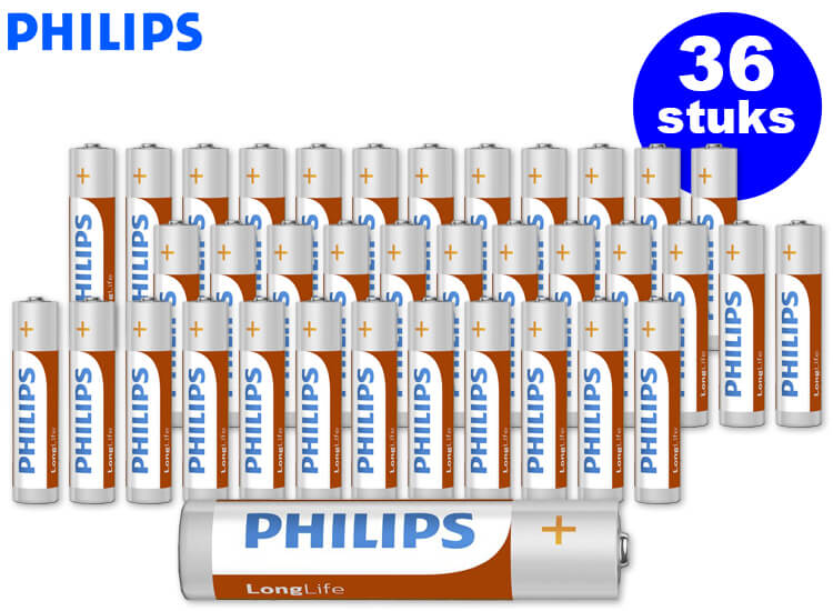 Philips LongLife batterijen - 36 stuks