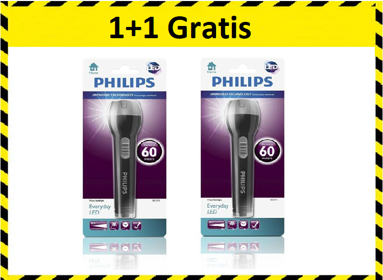 Philips zaklamp SFL3175-10 zaklantaarn Tot 60 meter 1+1 Gratis