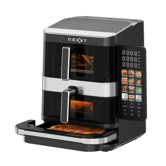 Nexxt Double Stack Airfryer met Pizza Maker 6 liter + 4 liter - Zwart