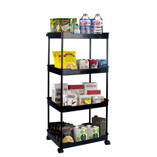 Nexxt Multifunctionele Trolley - 4 Laags - 40 x 15 x 88 cm - Zwart