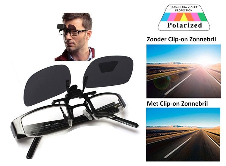 Clip-on Zonnebril Met Polariserende Glazen 100% UV-licht filtering