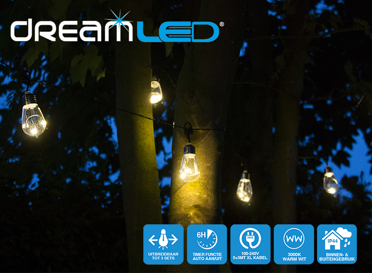 Dreamled vintage verlichting 5 meter met 10 ledlampen