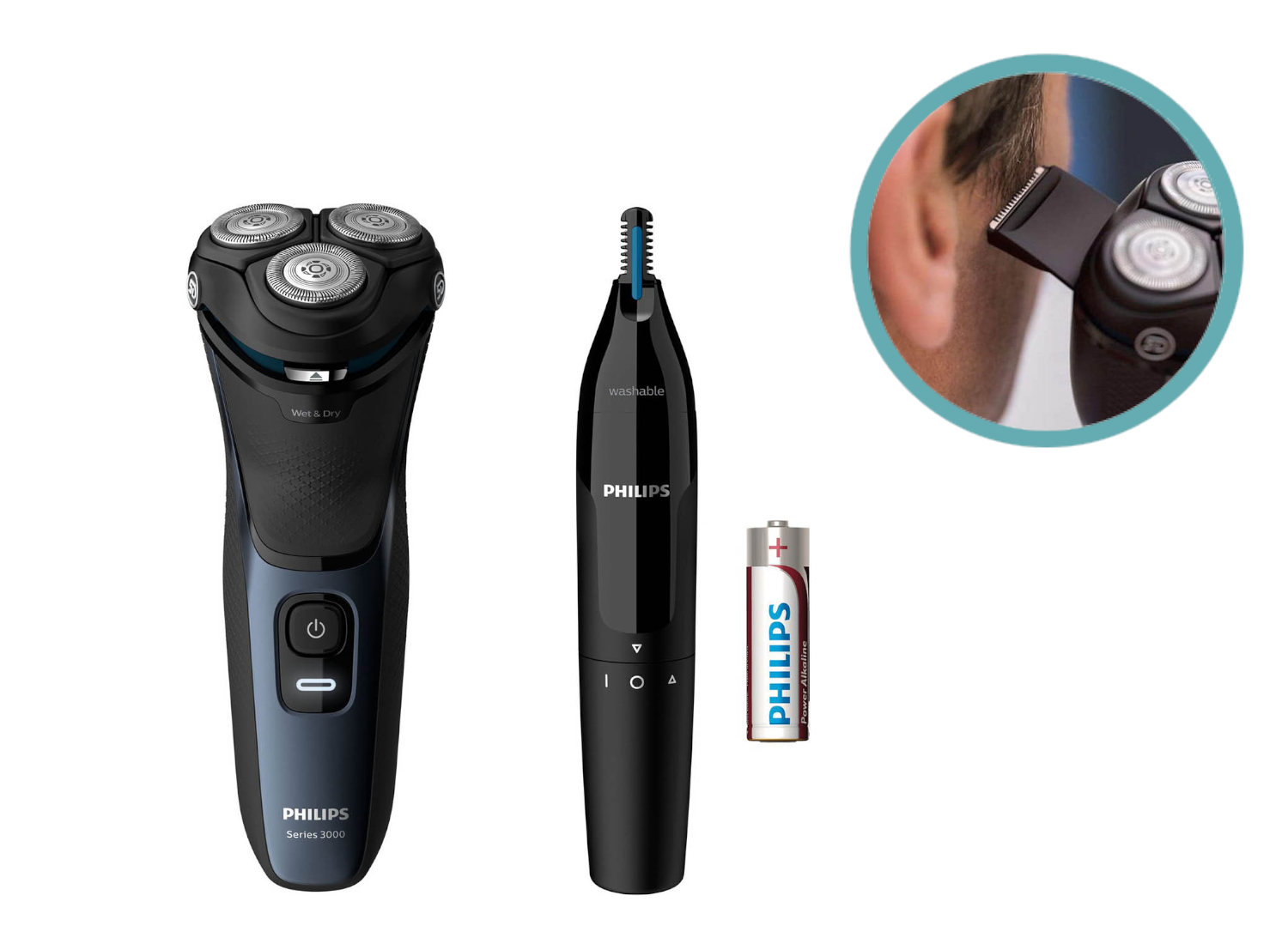 Philips S3134/57 Shaver Series 3000 - Scheerapparaat incl. neus- en oorhaartrimmer (2de Kans Deal)