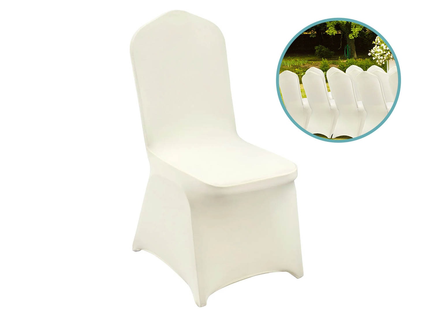 4 Spandex stoelhoezen - Ivoor Wit