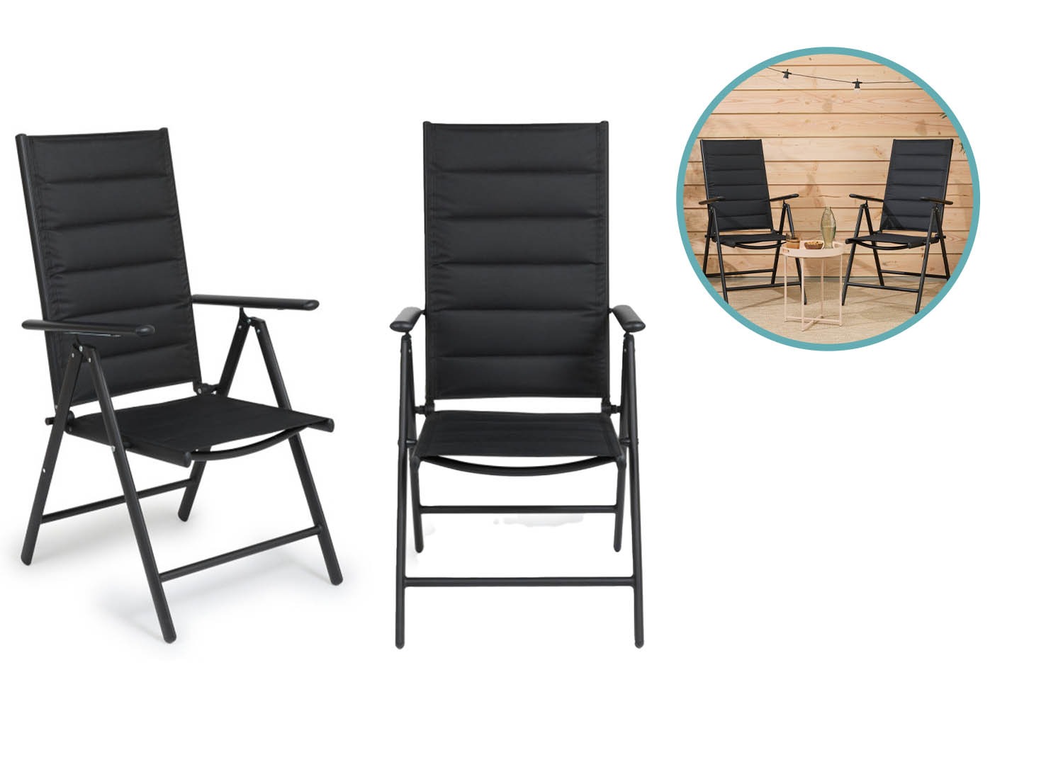 Deal Donkey - 2-Pack 909 Outdoor Aluminium Tuinstoel - Inclusief Padding - Zwart