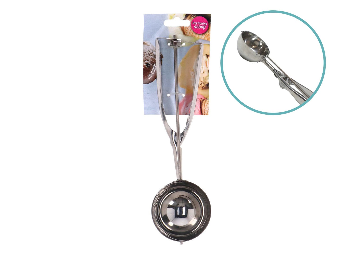 IJsschep ijsbollepel of oliebolbeslaglepel RVS Ø7 cm