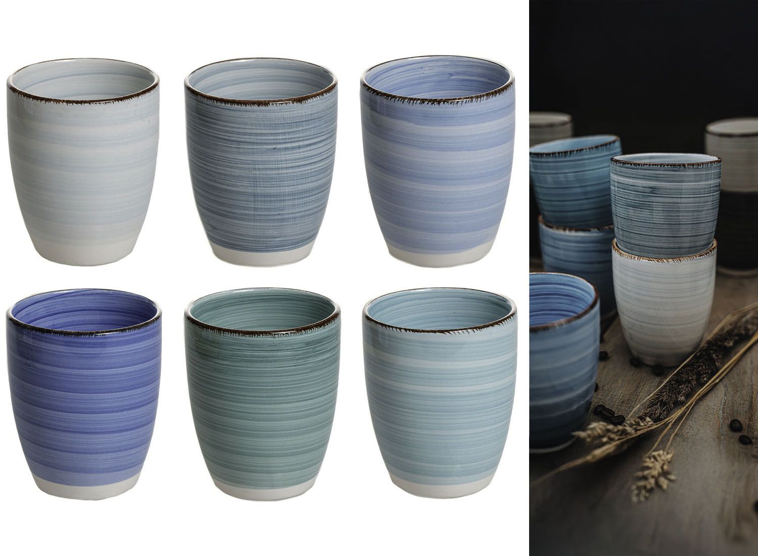 Studio Tavola Bekers Ocean Blue - 350 ml - 5 stuks