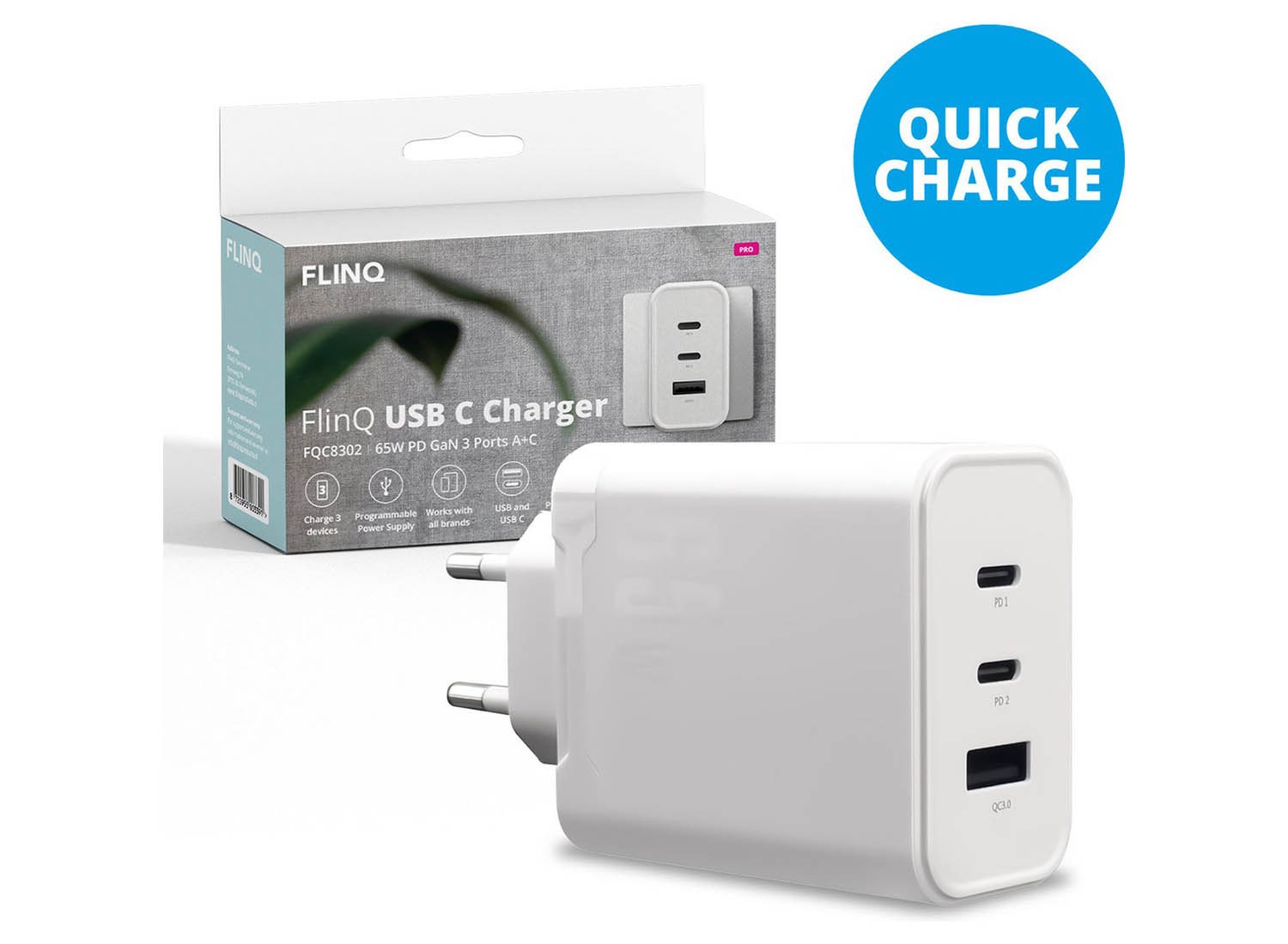 FlinQ 65W Snellader Adapter usb c afbeelding