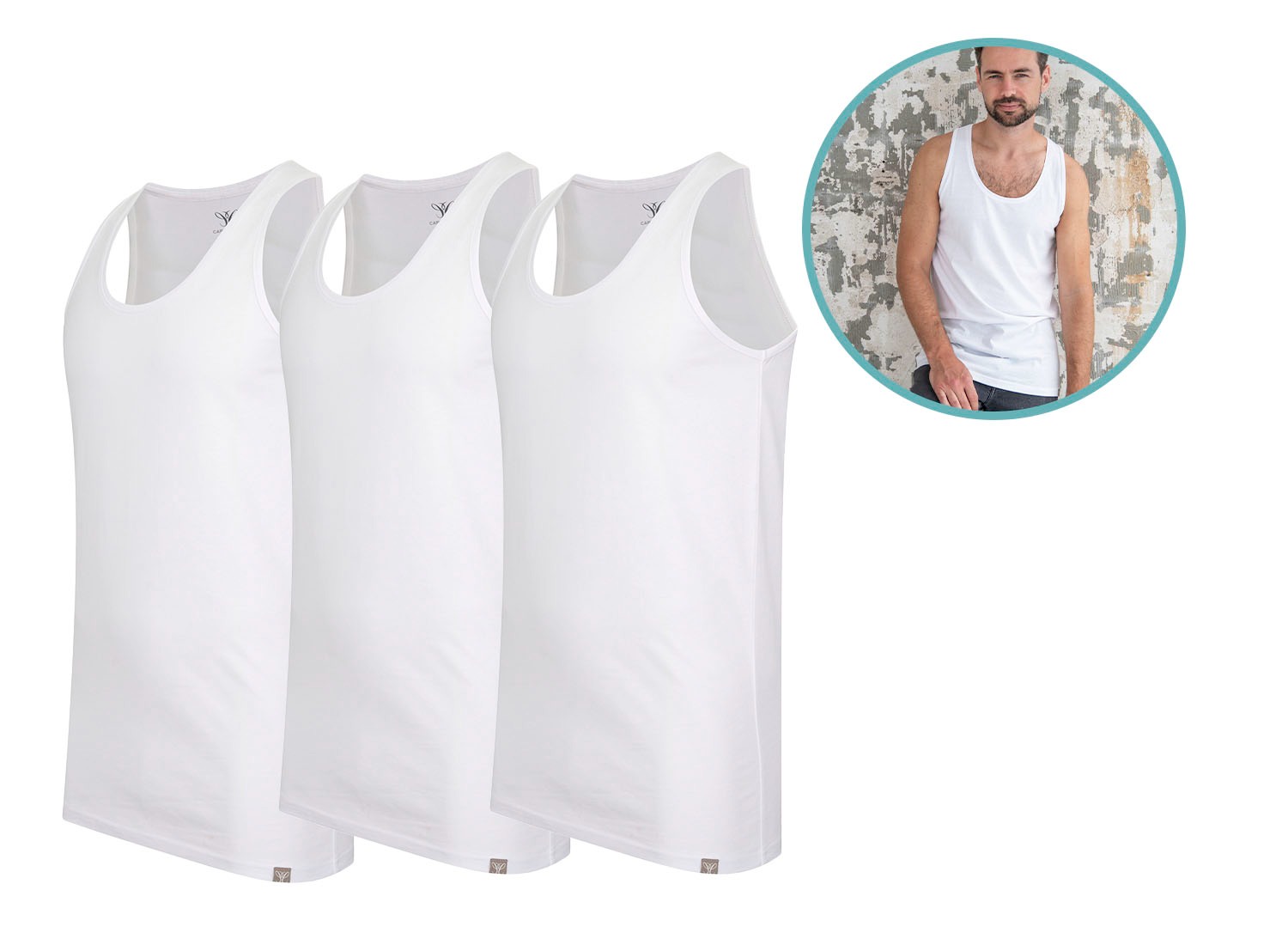 3-pack Cappuccino Belluno Tanktop - Extra Lang - Maat S t/m XXL - Wit
