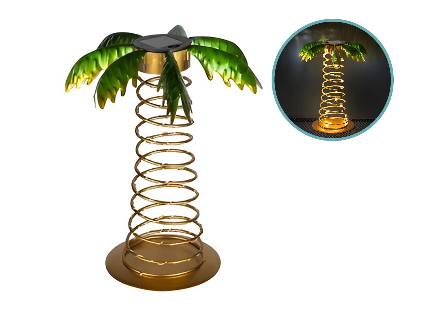 Hi LED Zonnepalm - 20 Warmwitte LED's - 26 x 26 x 31 cm