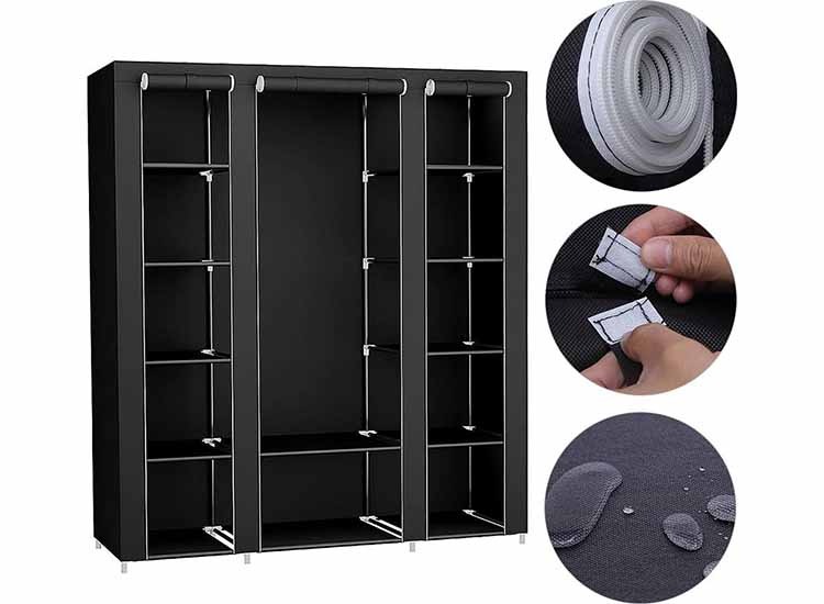 Lowander Garderobekast 'Bari' - Snel en Stijlvol Opbergen zonder Gereedschap - Zwart (2de kans deal)