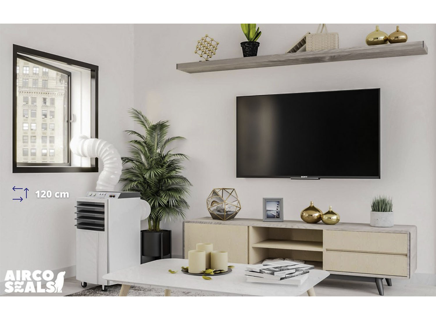 FDBW - Mobiele Airco raamafdichtingskit - 120 cm - Ook tegen insecten afbeelding