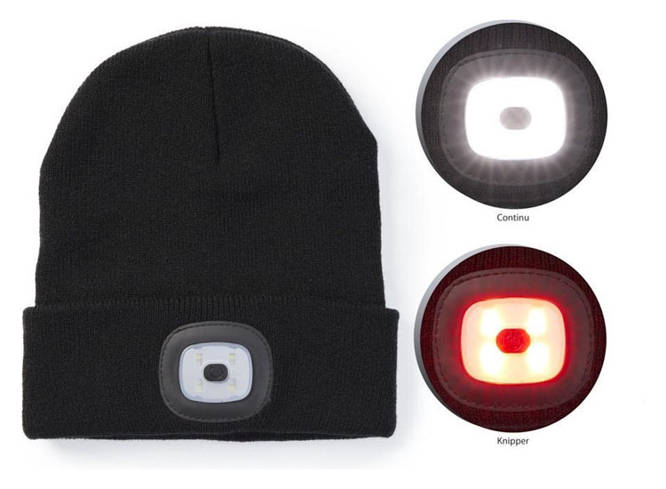 Technosmart Muts met LED Verlichting Zwart Beanie Unisex One Size Warme Hardloopmuts