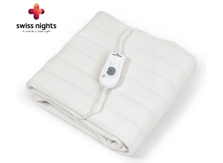 DealDonkey Swiss Nights Elektrische Onderdeken - 140x160 - Tweepersoons - Wit aanbieding