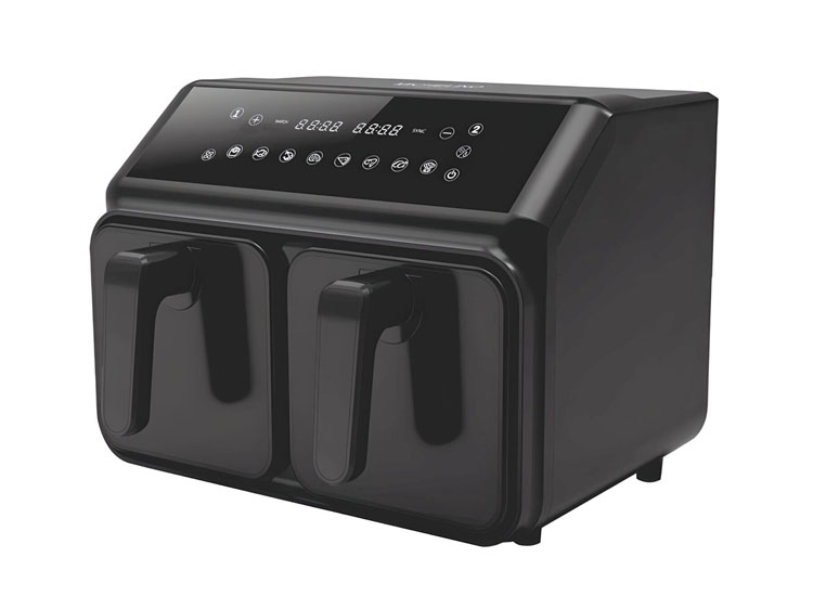 DealDonkey Michelino Dubbele Airfryer - Airfryer XXL - 4 x 4 Liter - 2200W - Zwart aanbieding