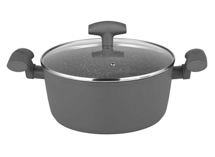 DealDonkey Michelino Braadpan 24cm - Hendels - Glazen Deksel - Grijs aanbieding