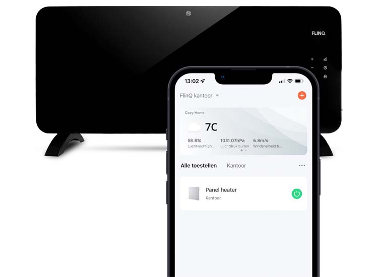 Afbeelding van FlinQ Slimme Paneel Verwarmer Zwart