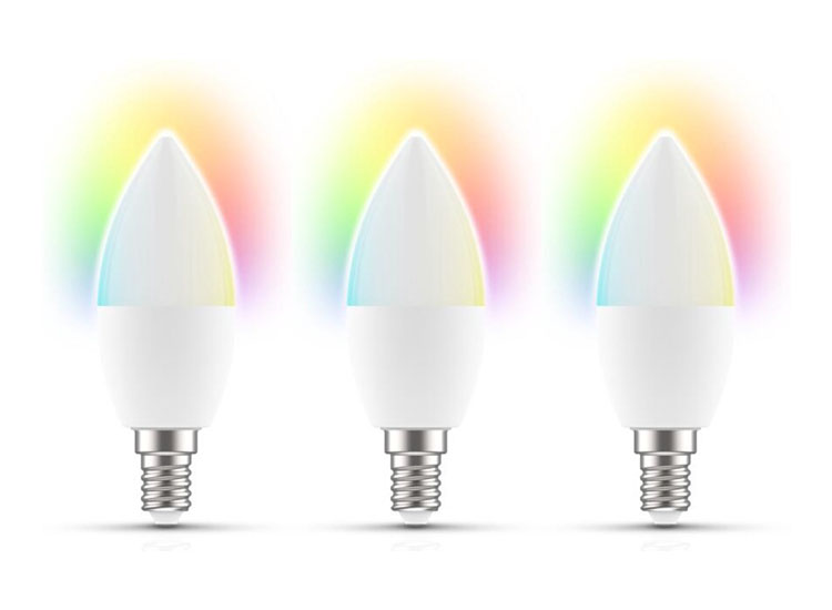 3 Qnect slimme Wi-Fi RGB LED kaars - E14