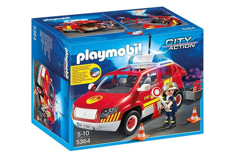 PLAYMOBIL Brandweercommandant met dienstwagen met licht en sirene