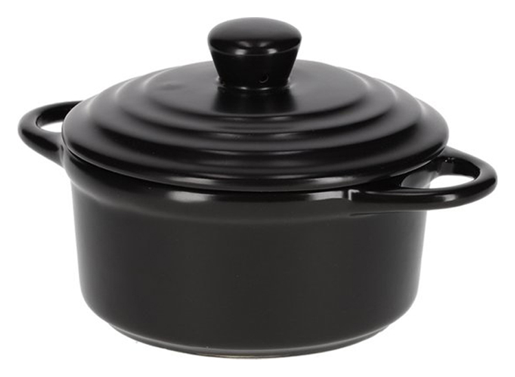 JENS Living mini ovenpan keramiek Braadpan klein 17 x 12 x 9.5 cm Vaatwasserbestendigd Zwart