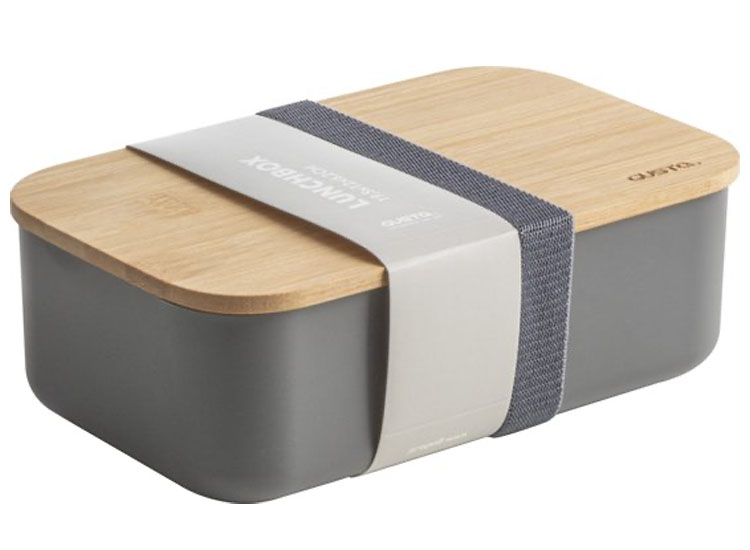 Gusta lunchbox met elastiek Bamboe-Kunststof Antraciet