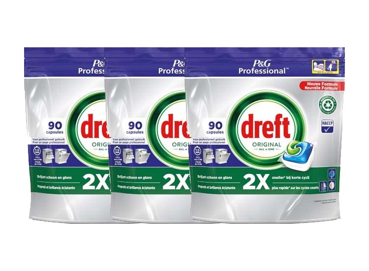 Dreft vaatwasmiddel Original Regular, 90 capsules 3 stuks