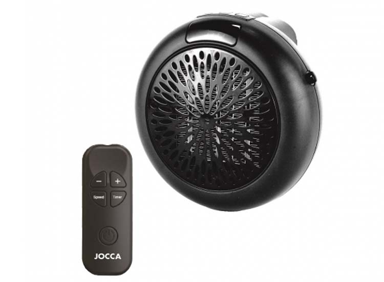 Jocca Mini Plug-in stekker heater - met afstandsbediening - 600W - Zwart