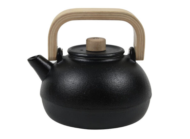 HIT Gietijzeren Theepot 1,1 Liter - Bamboe handvat - Zwart