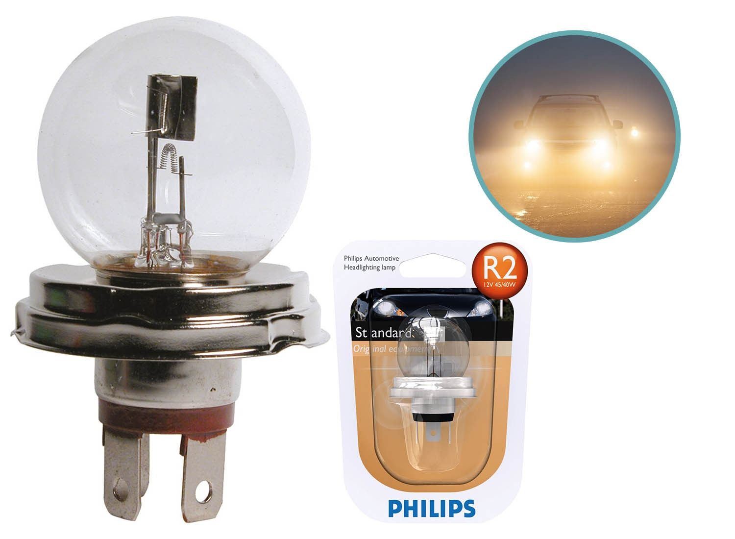 2x Philips Autolamp Vision R2 - 12V - 40/45W - Halogeenlamp - P45T - Wit