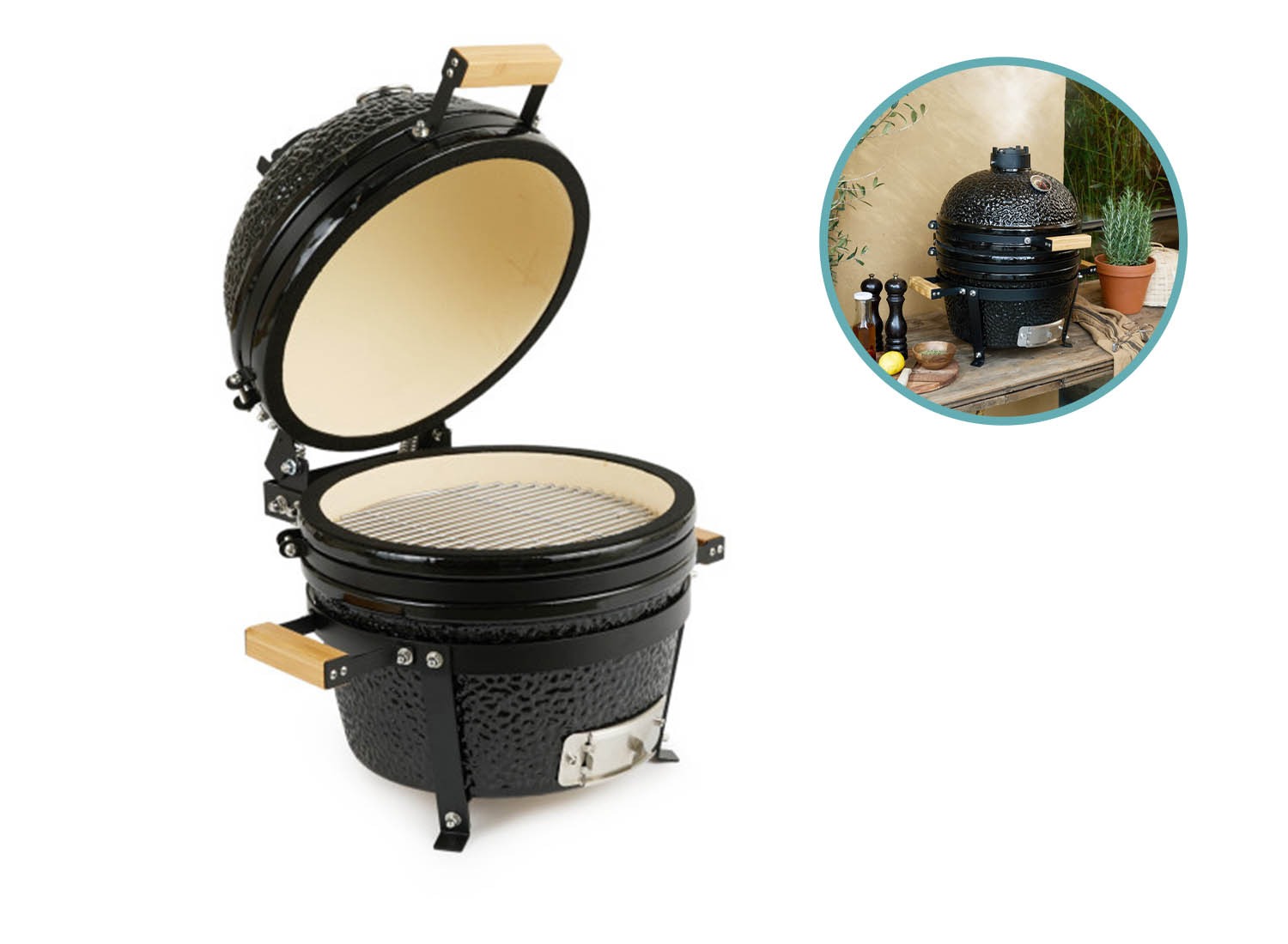 Deal Donkey - 909 Outdoor Kamado Bbq - 15 Inch Keramische Barbecue - 33 Cm Grillrooster - Zwart Deal Donkey - 909 Outdoor Kamado Bbq - 15 Inch Keramische Barbecue - 33 Cm Grillrooster - Zwart