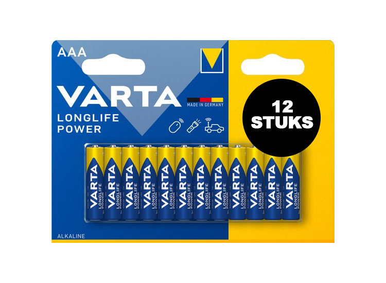 12 Varta batterij Longlife Power AAA