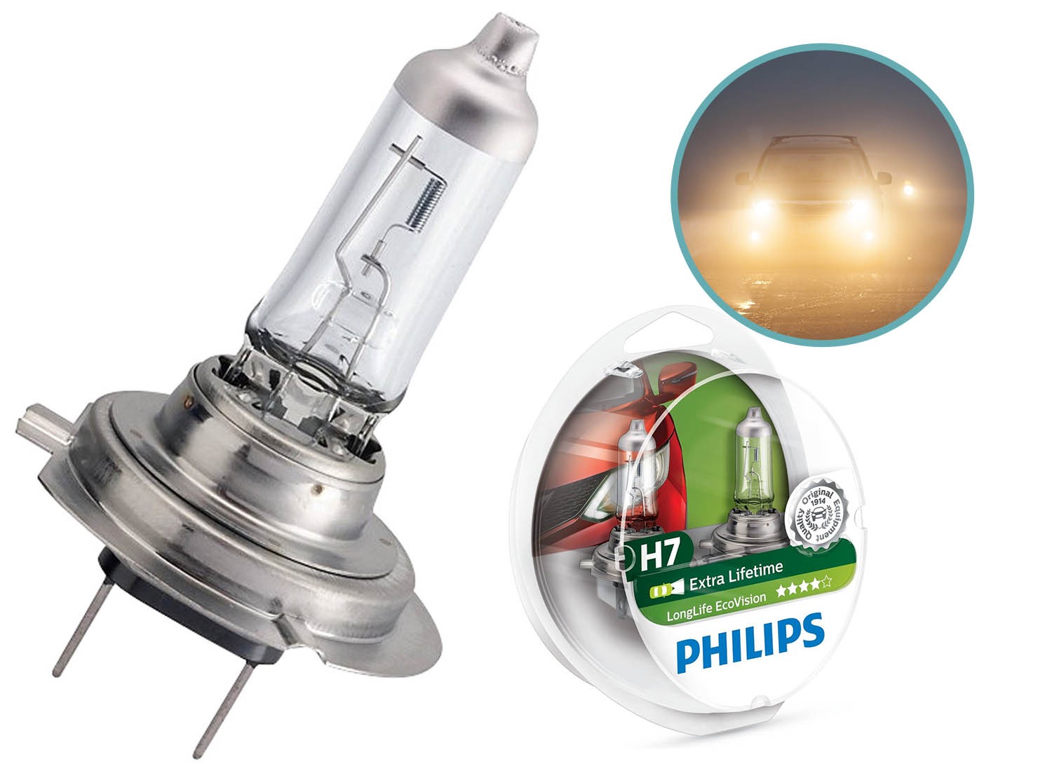 2-pack Philips LongLife EcoVision H7 - 12V - 55W - Halogeenlampen afbeelding