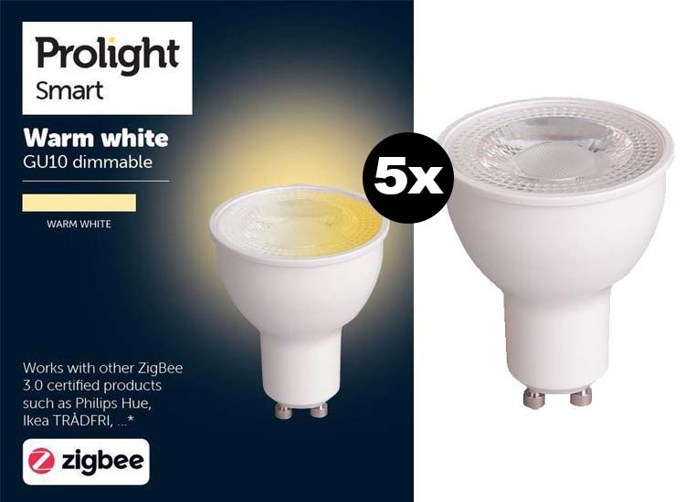 Prolight Zigbee Smart led lamp - GU10 - warm white - 5 stuks