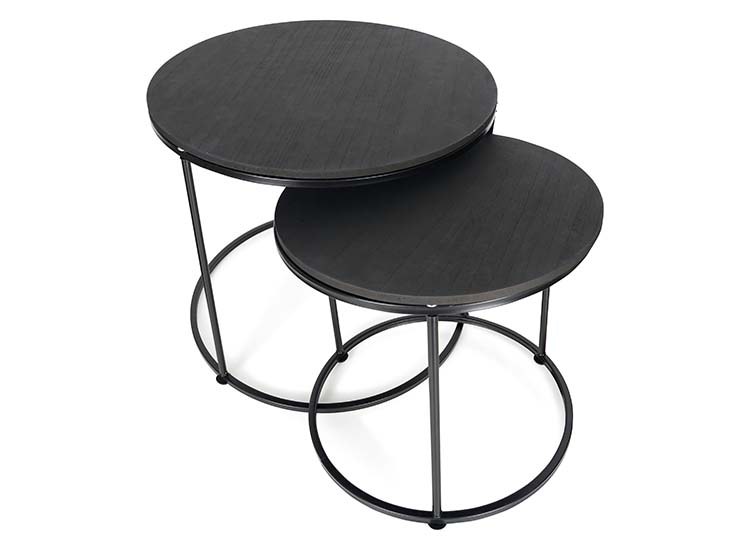 Fitz Living Salontafels - Ronde bijzettafels - Bijzettafels - 2 Stuks - Zwart
