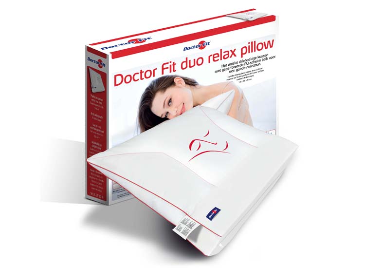 Dr.Fit Hoofdkussen - Red Duo Relax Pillow Neck - PU w/ Ballfiber - 48 x 58 cm