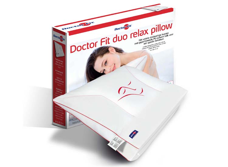 Dr.Fit Hoofdkussen - Red Duo Relax Pillow Neck - PU w/ Visco - 48 x 58 cm