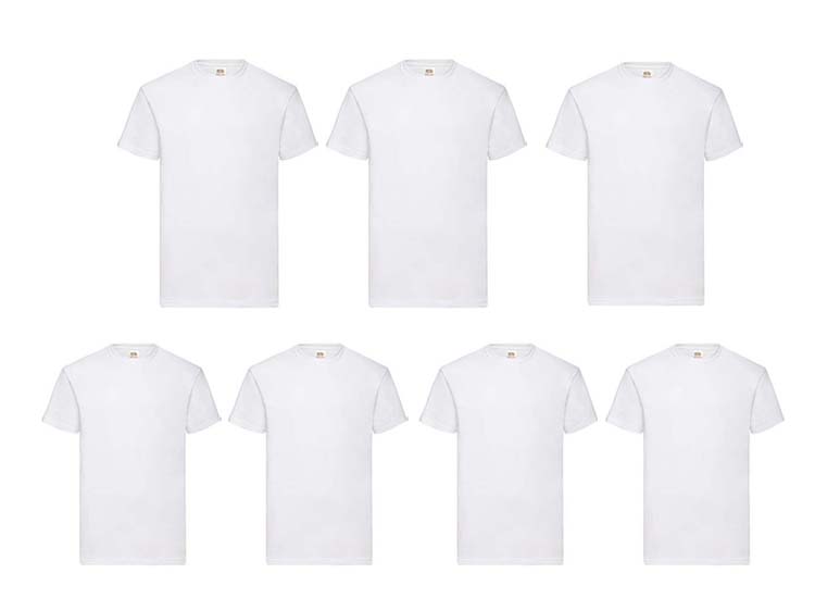 Afbeelding van 7-pack Fruit of the loom Witte Heren T-shirts - Maat M