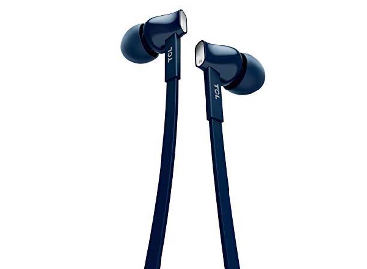 TCL earphones platte kabel met microfoon blauw