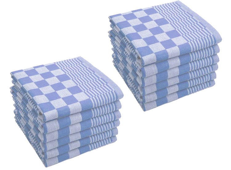 12 Kitchen Towel Theedoeken - Blauw - 65 x 65cm