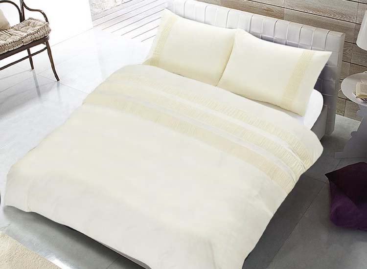 Hotel Home Collection Dekbedovertrek + kussensloop - Devon - 240 x 220 cm - Creme