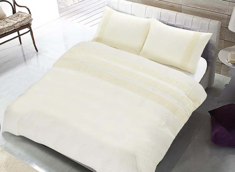 Hotel Home Collection Dekbedovertrek + kussensloop Devon 240 x 220 cm Creme