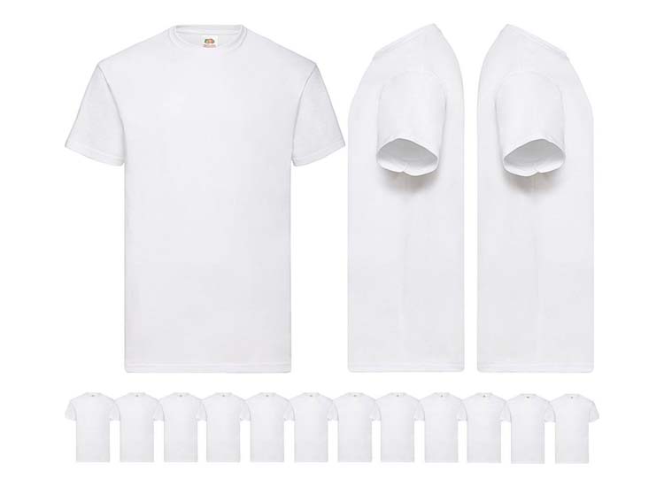 Afbeelding van 12 Witte Fruit of the Loom Heren T-shirts - Ronde hals