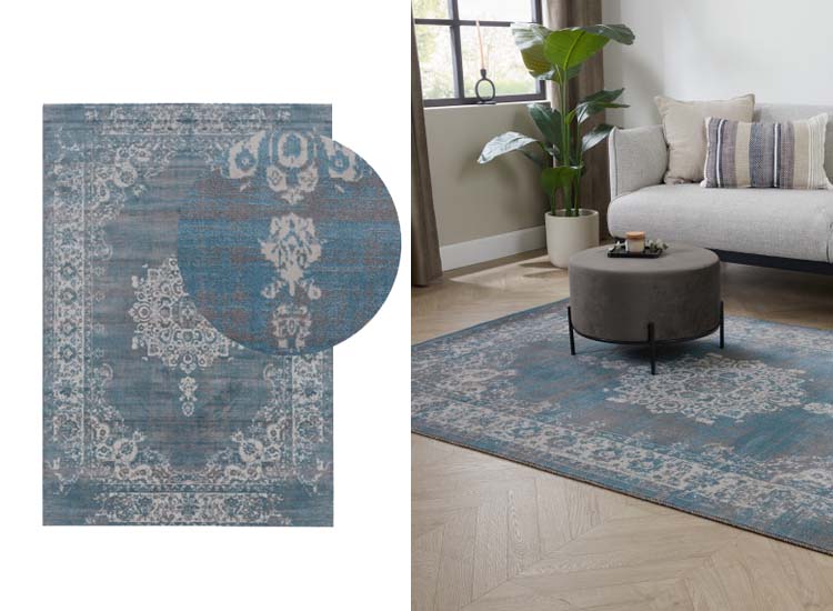 Afbeelding van Lifa Living Cool Vintage Vloerkleed Grey Blue - in verschillende afmetingen